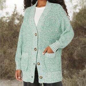 Steve Madden Rayna Longline Cardigan Sweater in Green Foilage Size Large